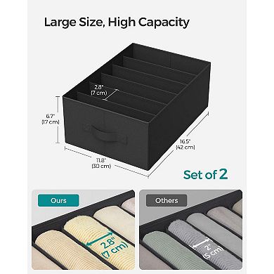 Wardrobe Clothes Organizer With 6 Grids - Set Of 2
