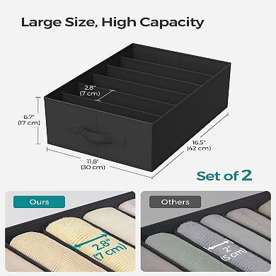 Wardrobe Clothes Organizer With 6 Grids - Set Of 2