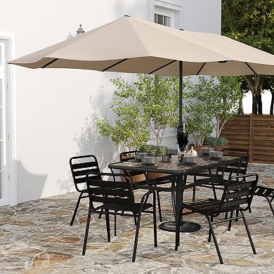 Merrick Lane Evanston 15 FT Triple Head Umbrella with Crank Handle and Easy Lift Function