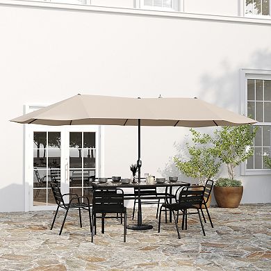 Merrick Lane Evanston 15 FT Triple Head Umbrella with Crank Handle and Easy Lift Function