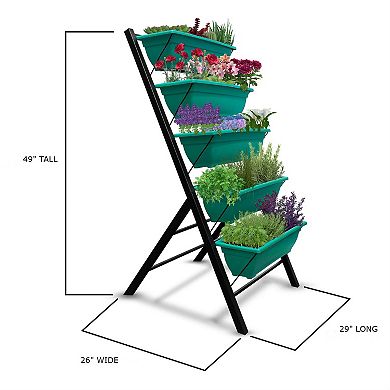 5 Tier Green Vertical Garden Indoor/outdoor Elevated Planter