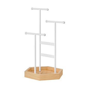 Jewelry Display Stand Holder, Metal And Wood Jewelry Tree, For Necklaces