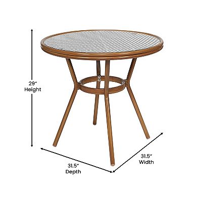 Merrick Lane Bistro Set With Pe Rattan Pattern & Metal Frame