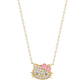 Sanrio Hello Kitty Sterling Silver Cubic Zirconia Pendant Necklace