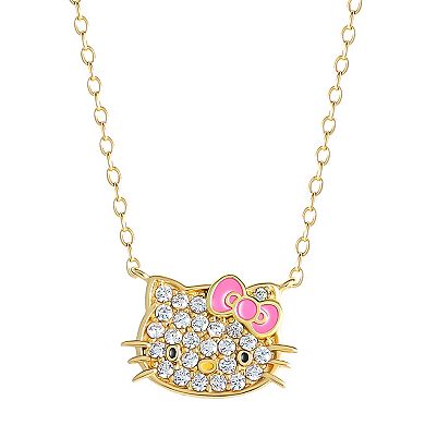 Sanrio Hello Kitty Sterling Silver Cubic Zirconia Pendant Necklace
