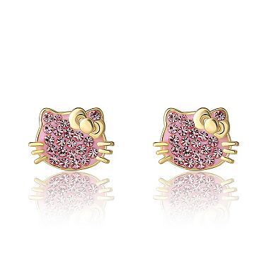 Hello Kitty Sterling Silver Light Rose Crystal Stud Earrings