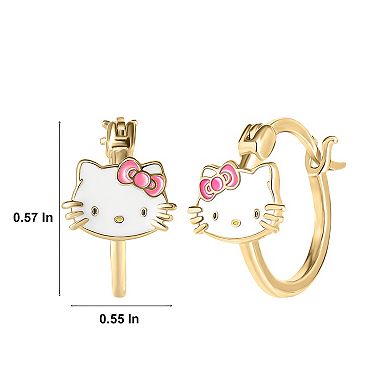 Hello Kitty Sterling Silver Enamel Hoop Earrings