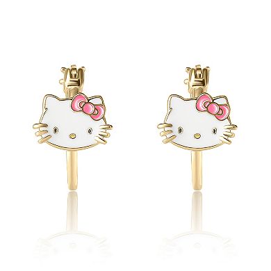 Hello Kitty Sterling Silver Enamel Hoop Earrings