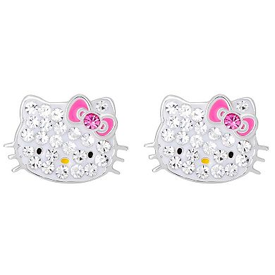 Sanrio Hello Kitty Sterling Silver and Crystal Stud Earrings