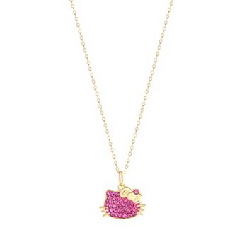 Sanrio Hello Kitty Sterling Silver and Fuschia Crystal Pendant Necklace