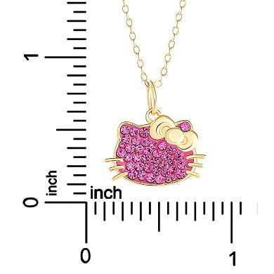 Sanrio Hello Kitty Sterling Silver and Fuschia Crystal Pendant Necklace