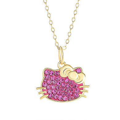 Sanrio Hello Kitty Sterling Silver and Fuschia Crystal Pendant Necklace