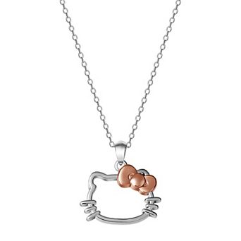 Hello Kitty Two Tone Sterling Silver Pendant Necklace