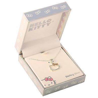 Hello Kitty Two Tone Sterling Silver Pendant Necklace