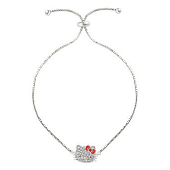 Sanrio Hello Kitty Sterling Silver and Cubic Zirconia Lariat Bracelet