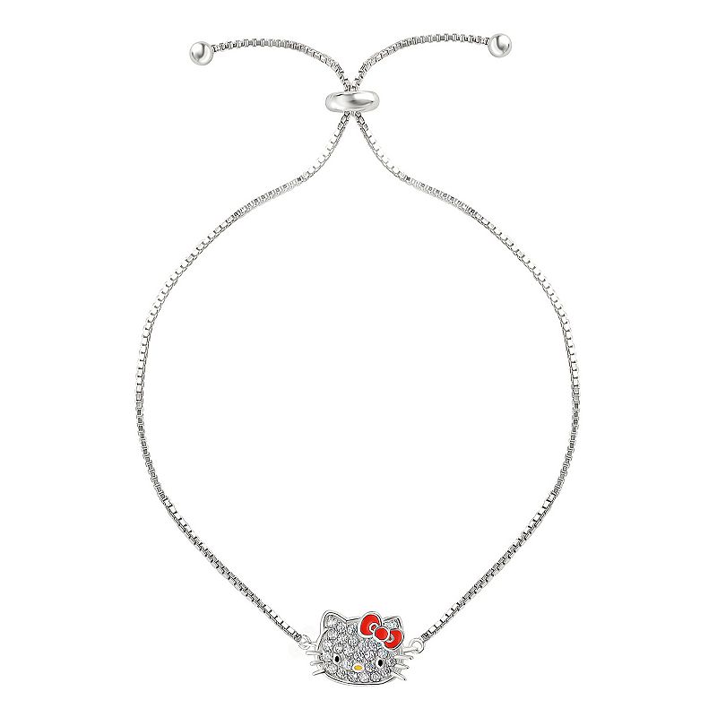 Sanrio Hello Kitty Sterling Silver and Cubic Zirconia Lariat Bracelet, Women's