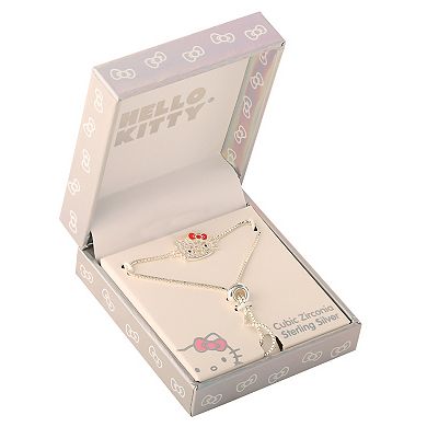 Sanrio Hello Kitty Sterling Silver and Cubic Zirconia Lariat Bracelet