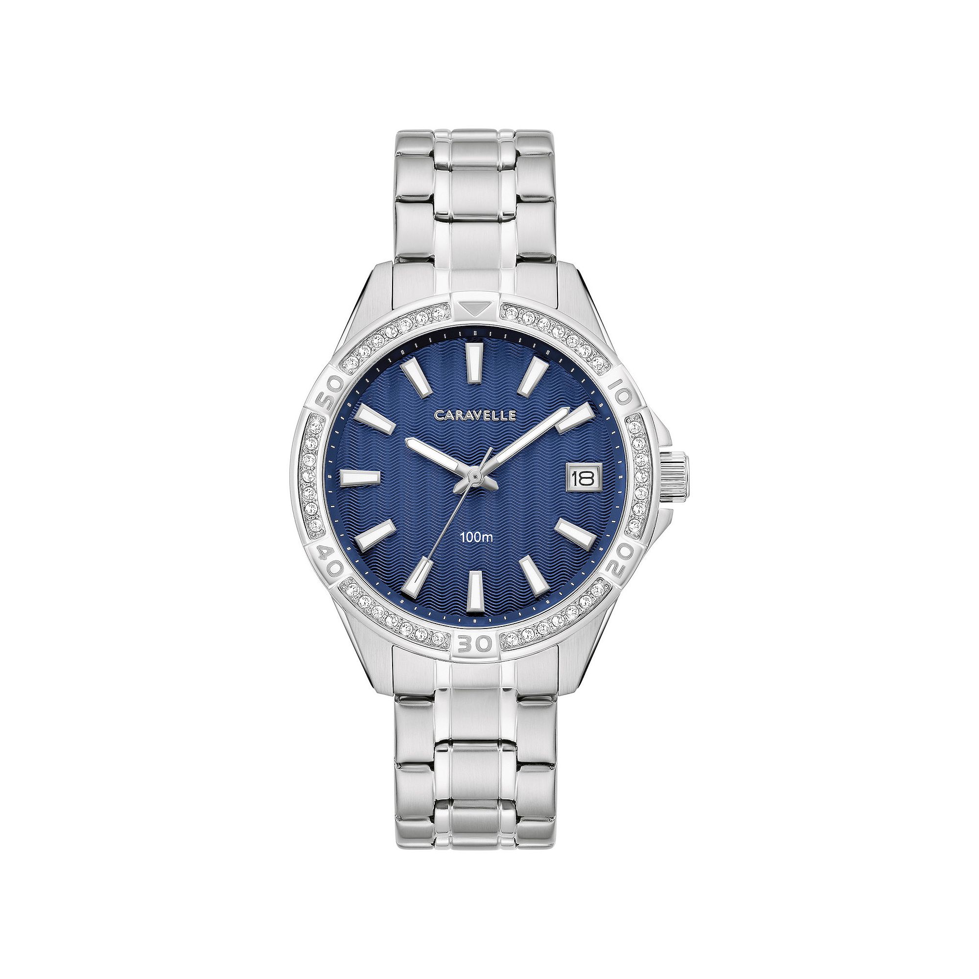 Caravelle by Bulova Womens Aqualuxx Stainless Steel Crystal Accent Bracele