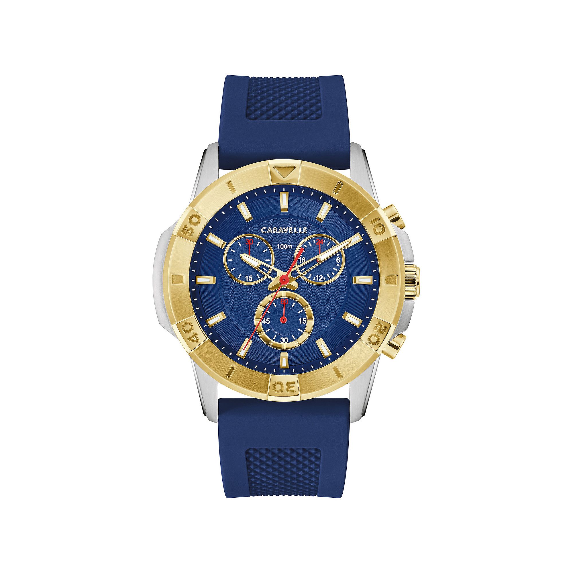 Caravelle by Bulova Mens Two-Tone Stainless Steel Blue Chronograph Dial Si