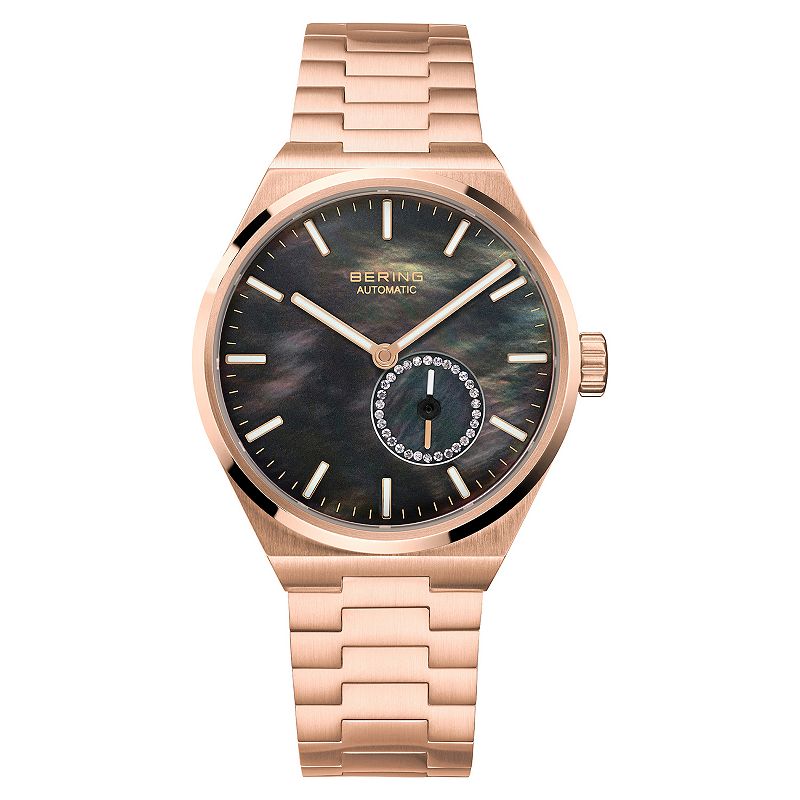BERING Women's Charity Stainless Steel Link Bracelet Automatic Watch - 19435, Size: 35 mm, Rose Gold Tone