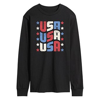 Men's USA Stacked Long Sleeve Graphic Tee.