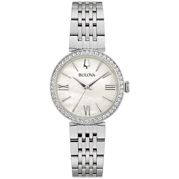 Bulova Women\'s Silver Crystal Accent Mother Of Pearl Bracelet Watch Bulova Turnstyle Crystal Mother of Pearl Dial Women main image 4