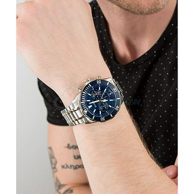 Bulova Men's Two-Tone Stainless Steel Blue Dial Chronograph Bracelet Watch - 98A246