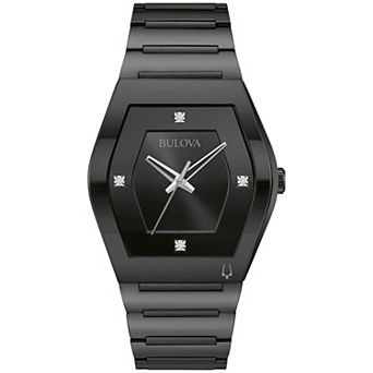 Bulova Men's Modern Gemini Black Stainless Steel Diamond Accent Bracelet Watch - 98D177