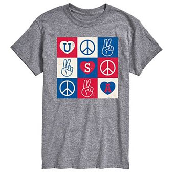 Men's USA Peace Grid Graphic Tee.
