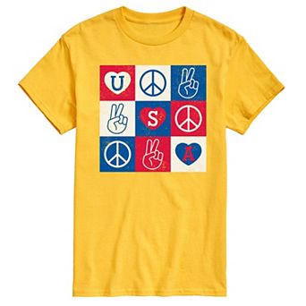 Men's USA Peace Grid Graphic Tee.