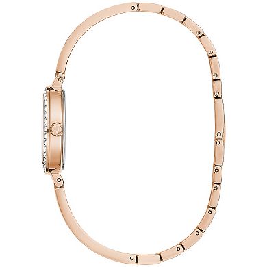Bulova Women's Classic Rose Gold Stainless Steel Crystal Accent Dial Bangle Bracelet Watch - 98L298