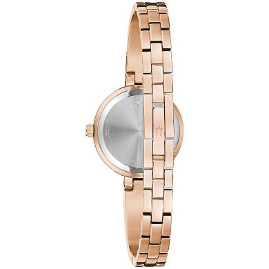 Bulova Women's Classic Rose Gold Stainless Steel Crystal Accent Dial Bangle Bracelet Watch - 98L298