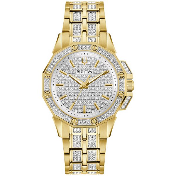Bulova Women's Octava Gold Tone Stainless Steel Crystal Accent Bracelet Watch - 98L302 - Gold