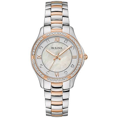 Bulova Ladies Two-Tone Rose Gold and Silver Crystal Accent Watch Bulova Women main image 4