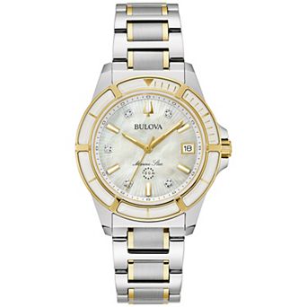 Bulova Women's Marine Star Two Tone Stainless Steel Diamond Accent Bracelet Watch - 98P215