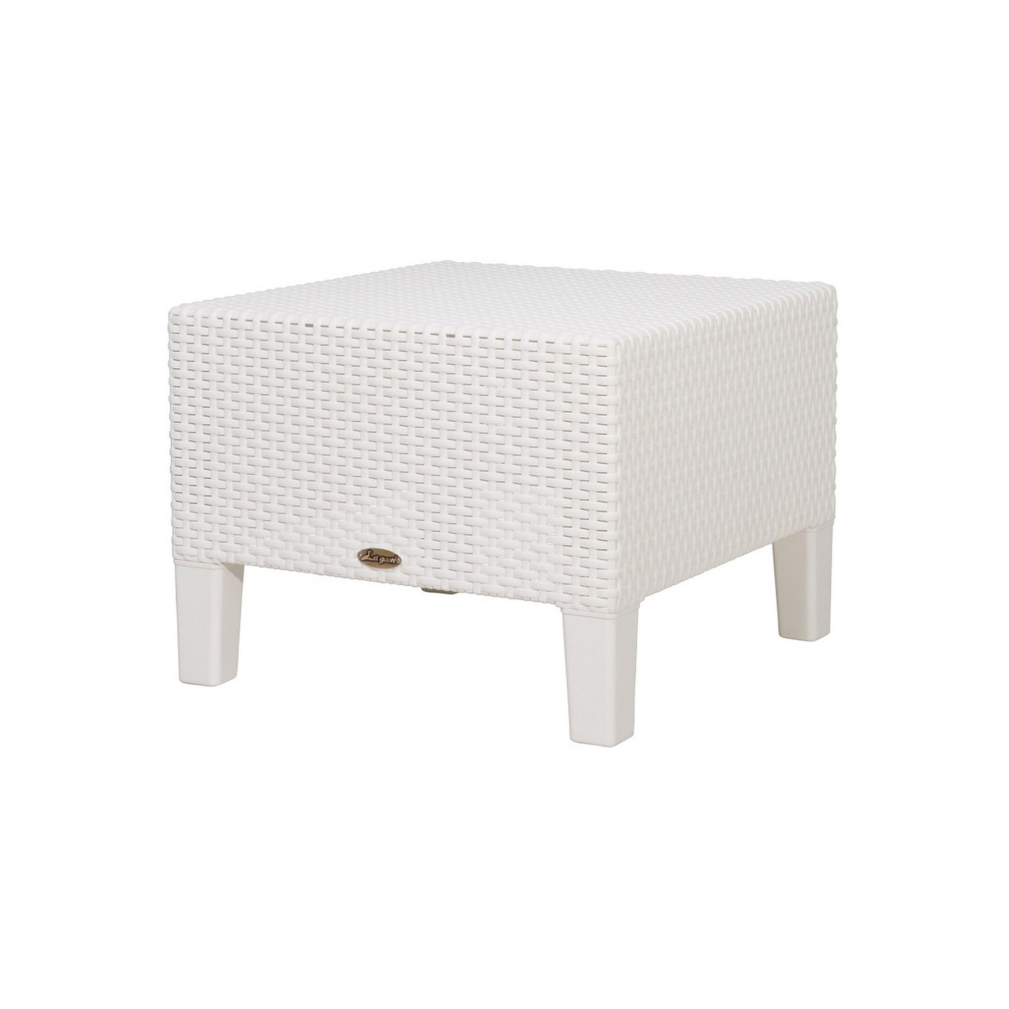 Lagoon Magnolia Rattan Side Table, White
