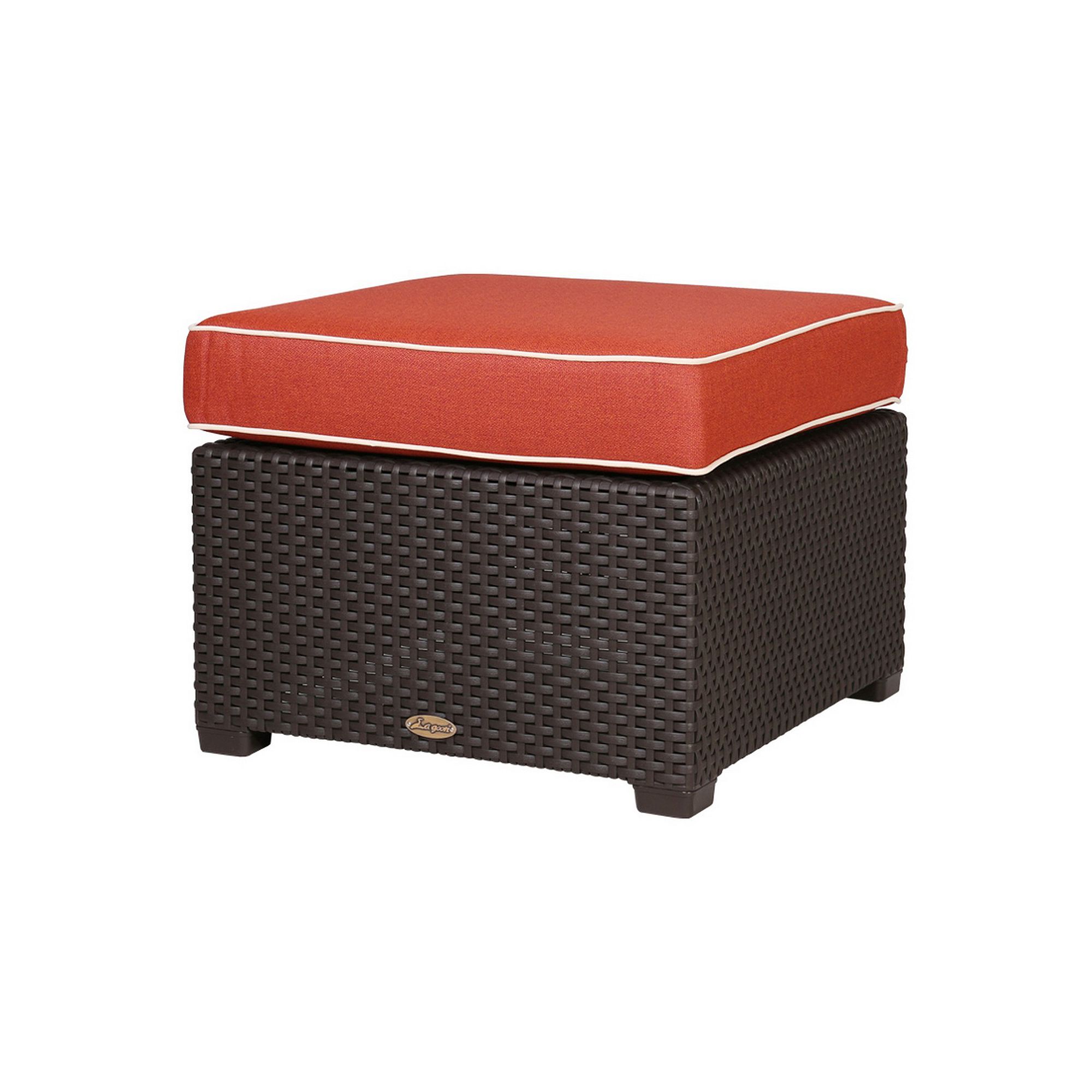 Lagoon Magnolia Rattan Ottoman, Brown