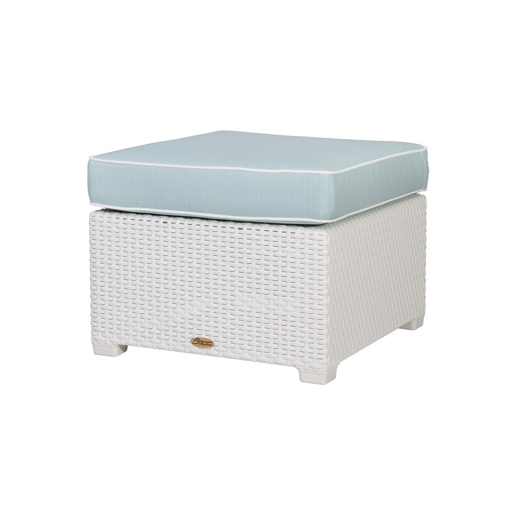 Lagoon Magnolia Rattan Ottoman, White