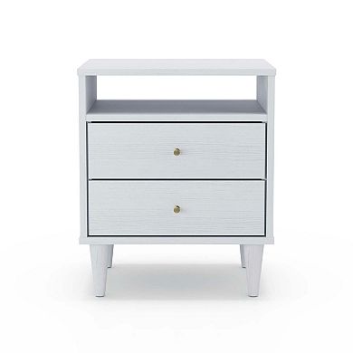 Farmhouse Mid Century 2 Drawer Nightstand