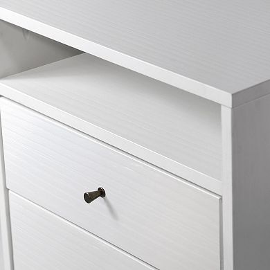 Farmhouse Mid Century 2 Drawer Nightstand