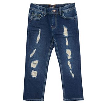Boys 4-7 Fashion Distressed Jeans With Contrast Neon Stitch