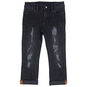 Boys 4-7 Fashion Distressed Jeans With Contrast Neon Stitch