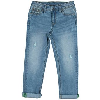 Boys 4-7 Fashion Distressed Jeans With Contrast Neon Stitch