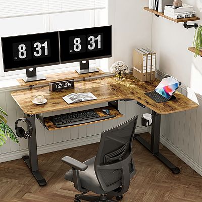 60x23 Right Side L Shaped Standing Desk with Accessories Set