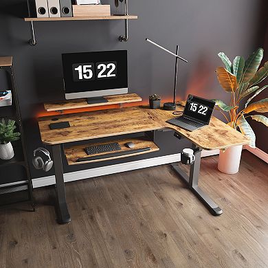 60x23 Right Side L Shaped Standing Desk with Accessories Set