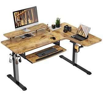 60x23 Right Side L Shaped Standing Desk with Accessories Set