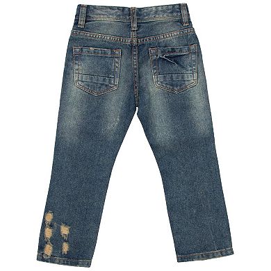 Toddler Boys 2t-4t Boys Fashion Rip And Repair Five Pocket Jeans