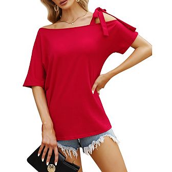 Women's Off Shoulder Strappy Summer Tops,short Sleeve Shirt Top