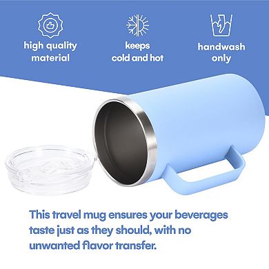Travel Tumbler With Handle, Vacuum Insulated Travel Mugs For Hot And Cold