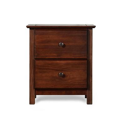 Farmhouse Solid Pine Wood 2 Drawer Nightstand